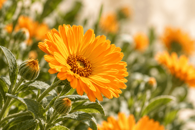 Flor de caléndula naranja
